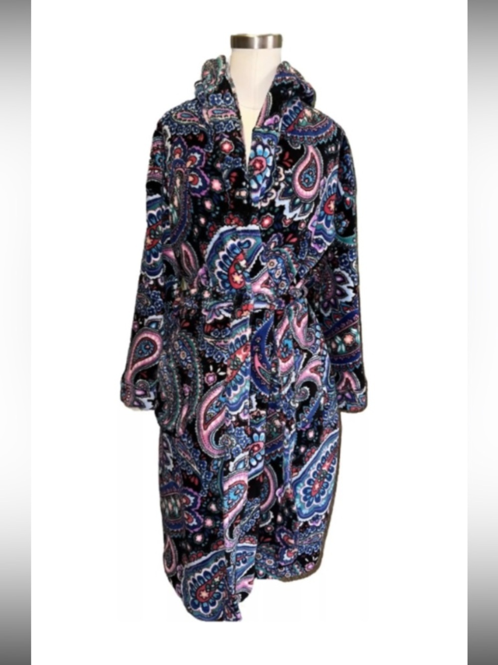 Nwot Vera Bradley Haymarket Paisley Hood Robe Plush Thick Cozy spring casual $78